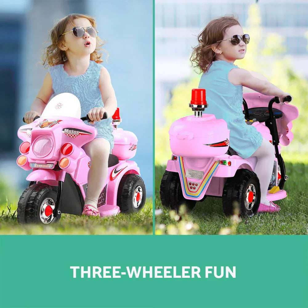 Rigo Kids Electric Ride On Police Motorcycle Motorbike 6V Battery Pink - Mekamart Australia