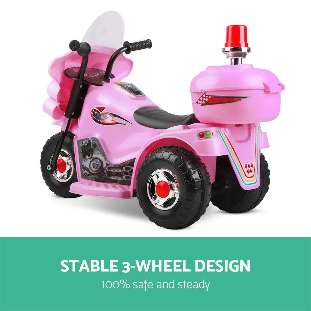 Rigo Kids Electric Ride On Police Motorcycle Motorbike 6V Battery Pink - Mekamart Australia