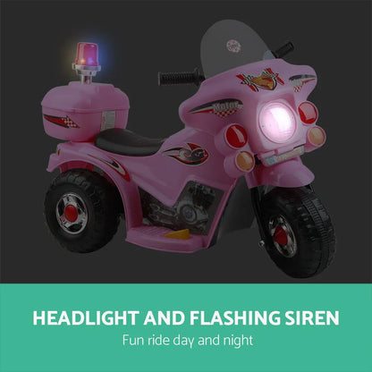 Rigo Kids Electric Ride On Police Motorcycle Motorbike 6V Battery Pink - Mekamart Australia