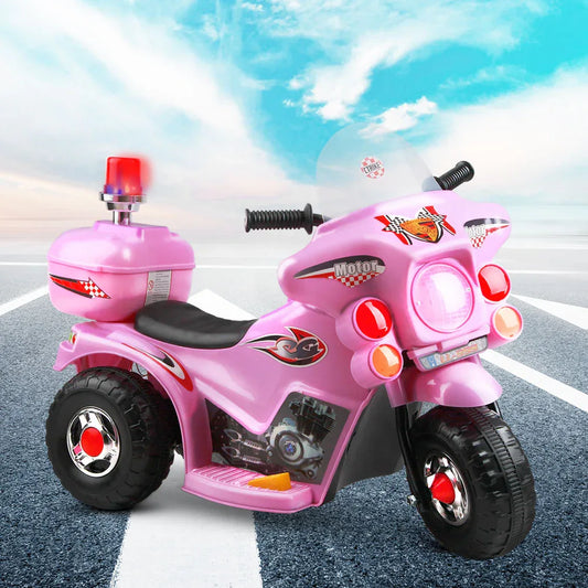 Rigo Kids Electric Ride On Police Motorcycle Motorbike 6V Battery Pink - Mekamart Australia