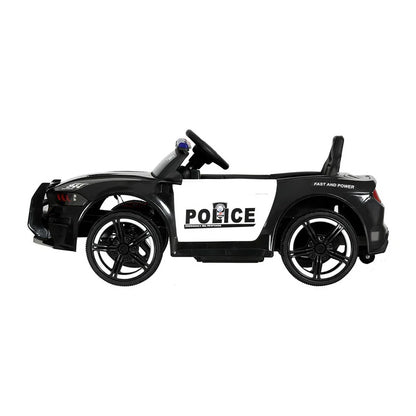 Rigo Kids Ride On Car Electric Patrol Police Cars Battery Powered Toys 12V Black - Mekamart Australia