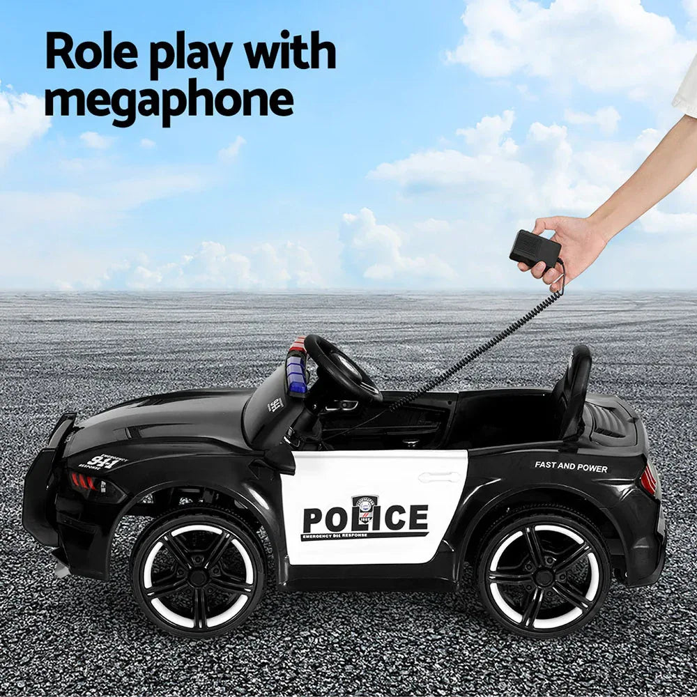 Rigo Kids Ride On Car Electric Patrol Police Cars Battery Powered Toys 12V Black - Mekamart Australia