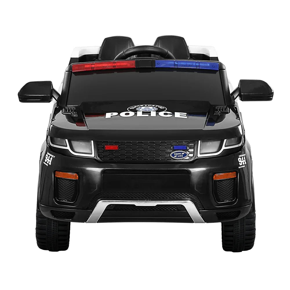 Electric Ride On Car Rigo Kids Patrol Police Ride On Cars Horn Music Remote Black - Mekamart Australia
