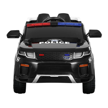 Electric Ride On Car Rigo Kids Patrol Police Ride On Cars Horn Music Remote Black - Mekamart Australia