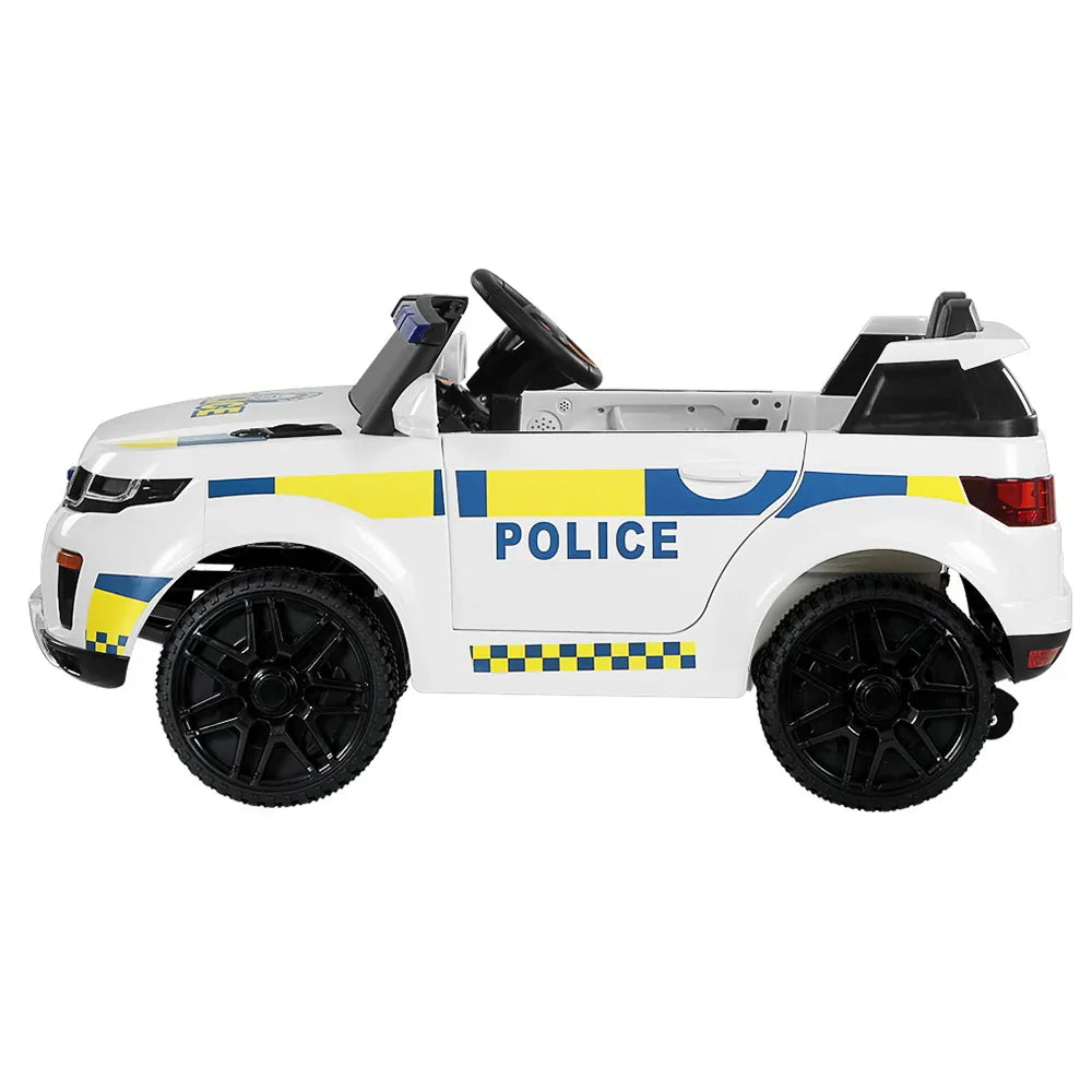 Rigo Kids Electric Ride On Patrol Police Car Horn Music Remote White - Mekamart Australia