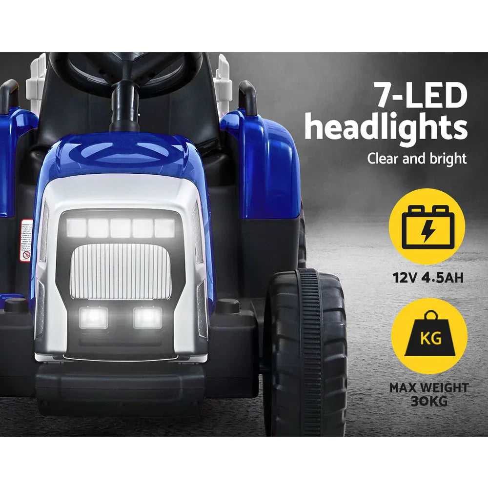 Rigo Kids Electric Ride On Car Tractor Toy Cars 12V Blue - Mekamart Australia