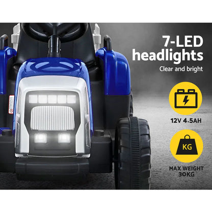 Rigo Kids Electric Ride On Car Tractor Toy Cars 12V Blue - Mekamart Australia