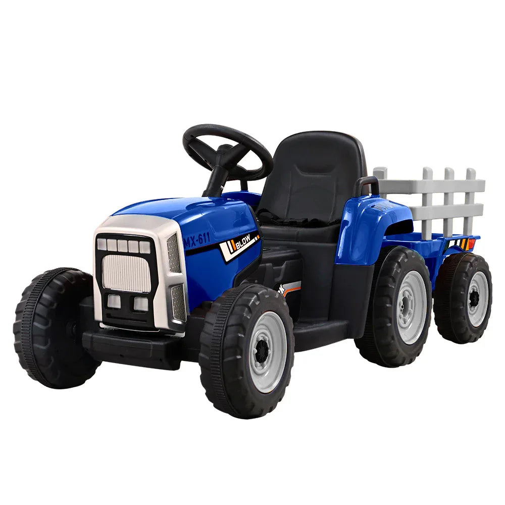Rigo Kids Electric Ride On Car Tractor Toy Cars 12V Blue - Mekamart Australia