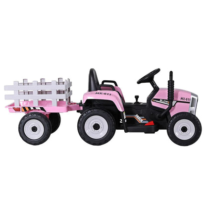 Rigo Kids Electric Ride On Car Tractor Toy Cars 12V Pink - Mekamart Australia