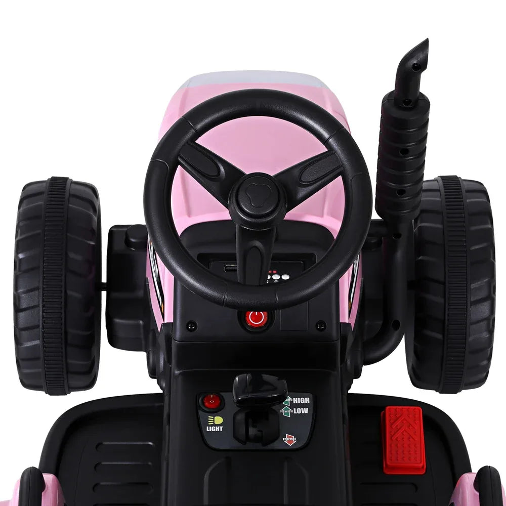 Rigo Kids Electric Ride On Car Tractor Toy Cars 12V Pink - Mekamart Australia