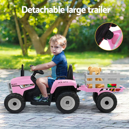 Rigo Kids Electric Ride On Car Tractor Toy Cars 12V Pink - Mekamart Australia