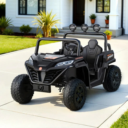 Rigo Kids Ride On Car Electric Toys Cars Headlight Music Remote Control Black - Mekamart Australia