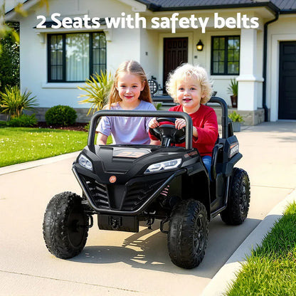 Rigo Kids Ride On Car Electric Toys Cars Headlight Music Remote Control Black - Mekamart Australia
