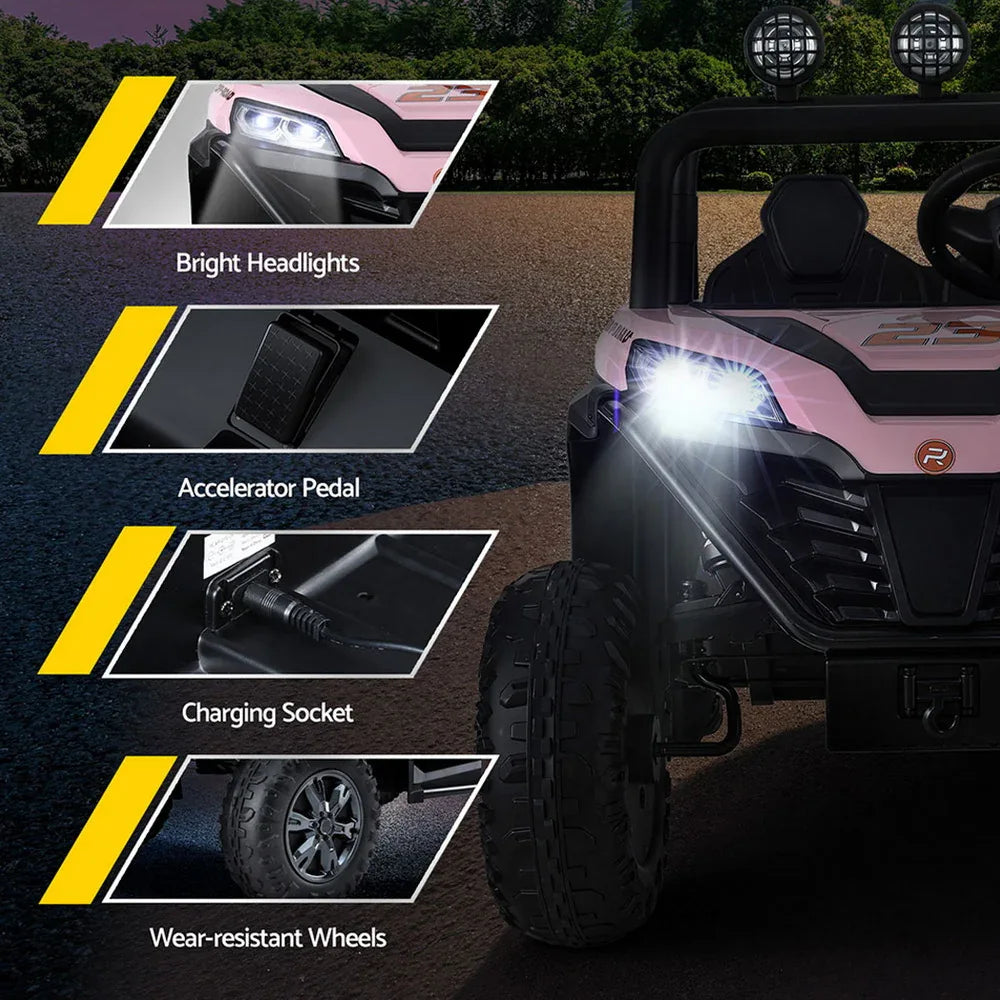 Rigo Kids Ride On Car Electric Toys Cars Headlight Music Remote Control Pink - Mekamart Australia