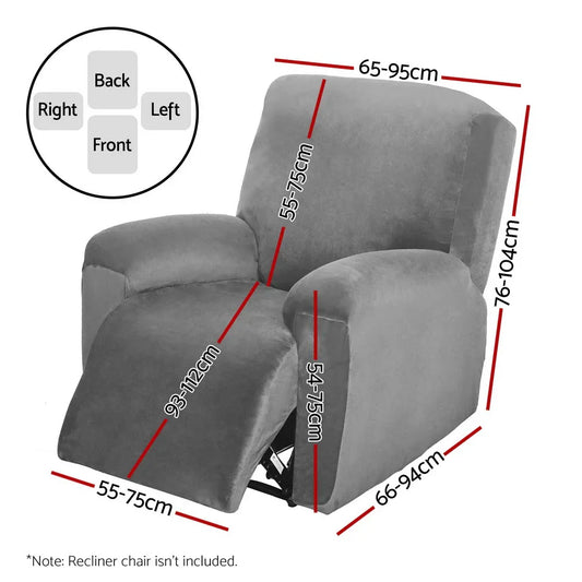 Artiss Recliner Chair Covers 1 Seater Velvet Grey - Mekamart Australia