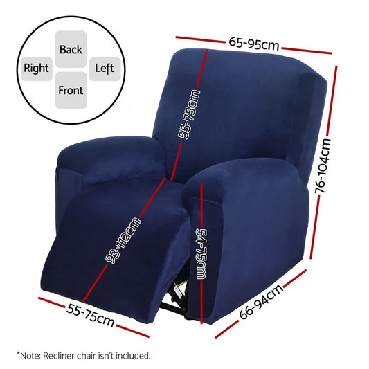 Artiss Recliner Chair Covers 1 Seater Velvet Navy - Mekamart Australia