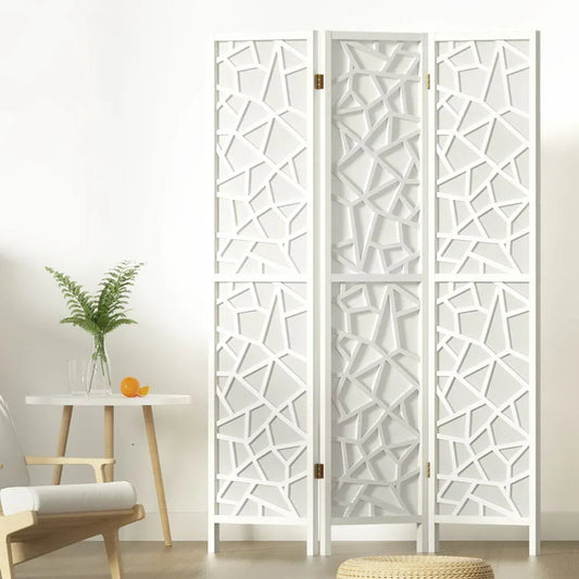 Artiss 3 Panel Room Divider Screen 122x170cm Clover White - Mekamart Australia