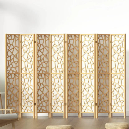 Artiss 8 Panel Room Divider Screen 325x170cm Clover Natural - Mekamart Australia