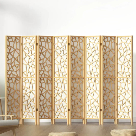 Artiss 8 Panel Room Divider Screen 325x170cm Clover Natural - Mekamart Australia