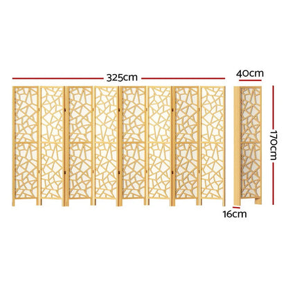 Artiss 8 Panel Room Divider Screen 325x170cm Clover Natural - Mekamart Australia