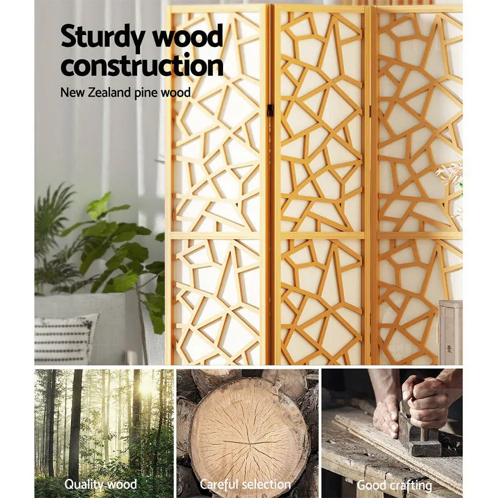 Artiss 8 Panel Room Divider Screen 325x170cm Clover Natural - Mekamart Australia