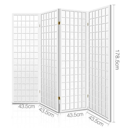 Artiss 4 Panel Room Divider Screen 174x179cm White - Mekamart Australia