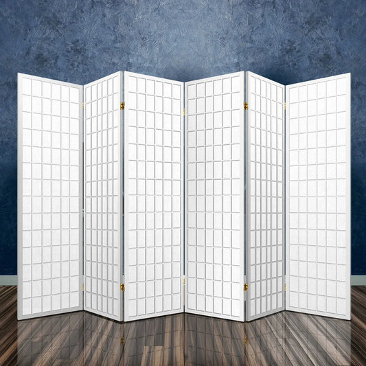 Artiss 6 Panel Room Divider Screen 261x179cm White - Mekamart Australia