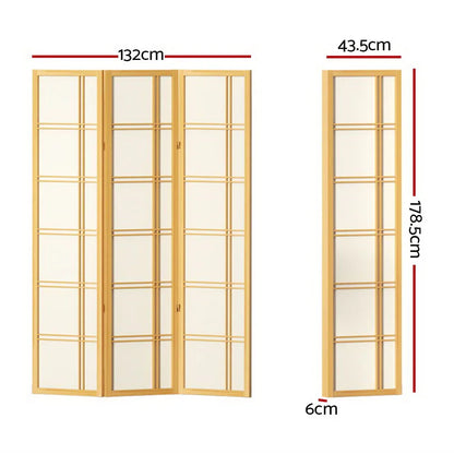 Artiss 3 Panel Room Divider Screen 132x179cm Nova Natural - Mekamart Australia