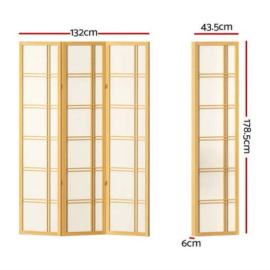 Artiss 3 Panel Room Divider Screen 132x179cm Nova Natural - Mekamart Australia