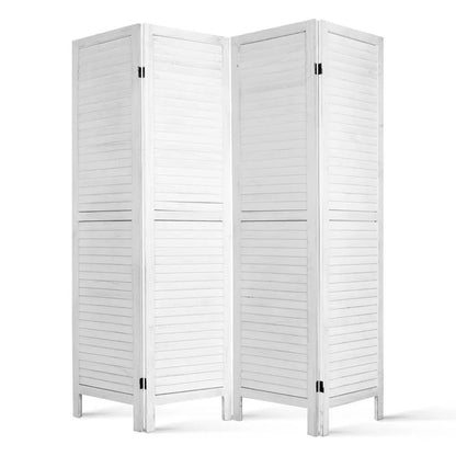 Artiss 4 Panel Room Divider Screen 163x170cm Louver White - Mekamart Australia