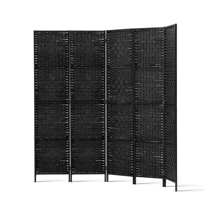 Artiss 4 Panel Room Divider Screen 163x170cm Woven Black - Mekamart Australia