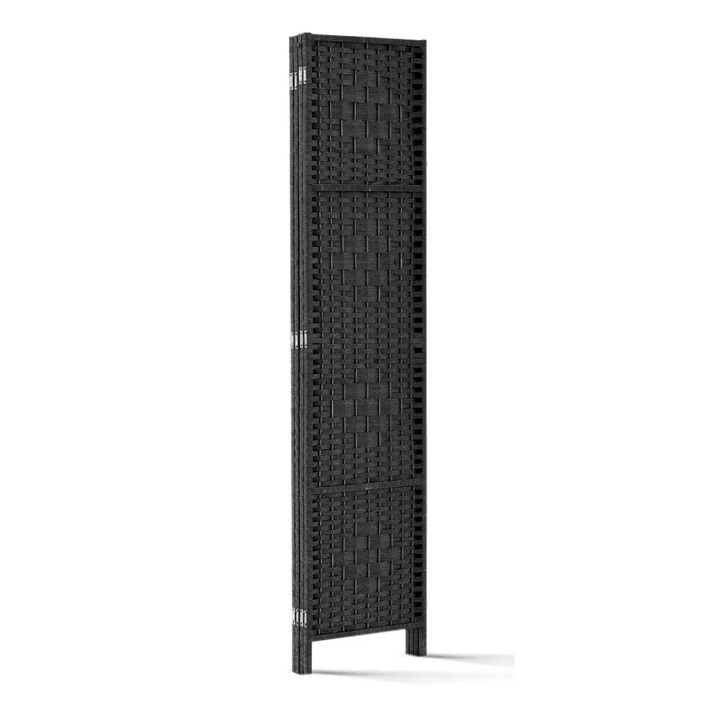 Artiss 4 Panel Room Divider Screen 163x170cm Woven Black - Mekamart Australia