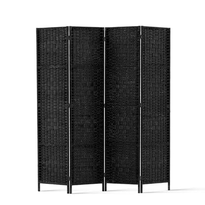 Artiss 4 Panel Room Divider Screen 163x170cm Woven Black - Mekamart Australia