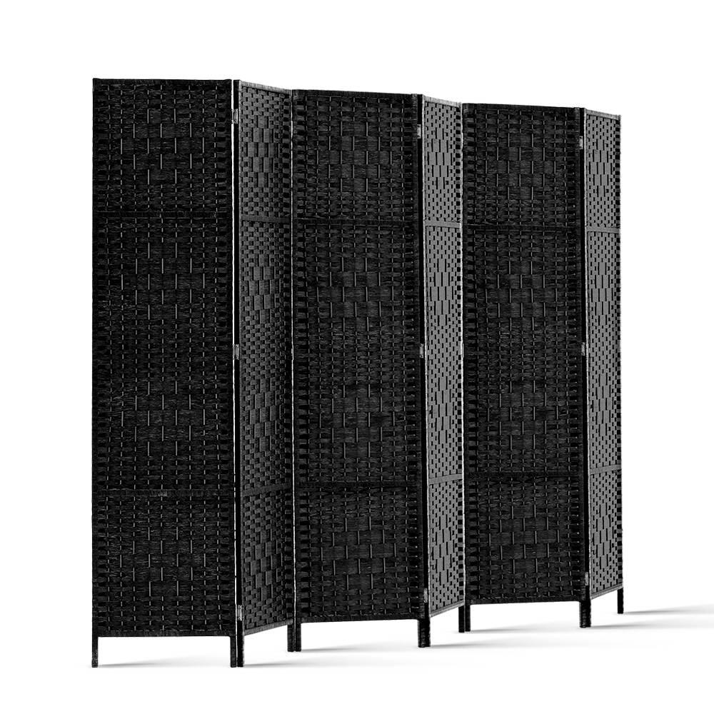 Artiss 6 Panel Room Divider Screen 245x170cm Woven Black - Mekamart Australia