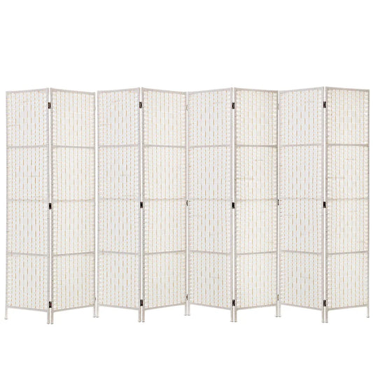 Artiss 8 Panel Room Divider Screen 326x170cm Woven White - Mekamart Australia