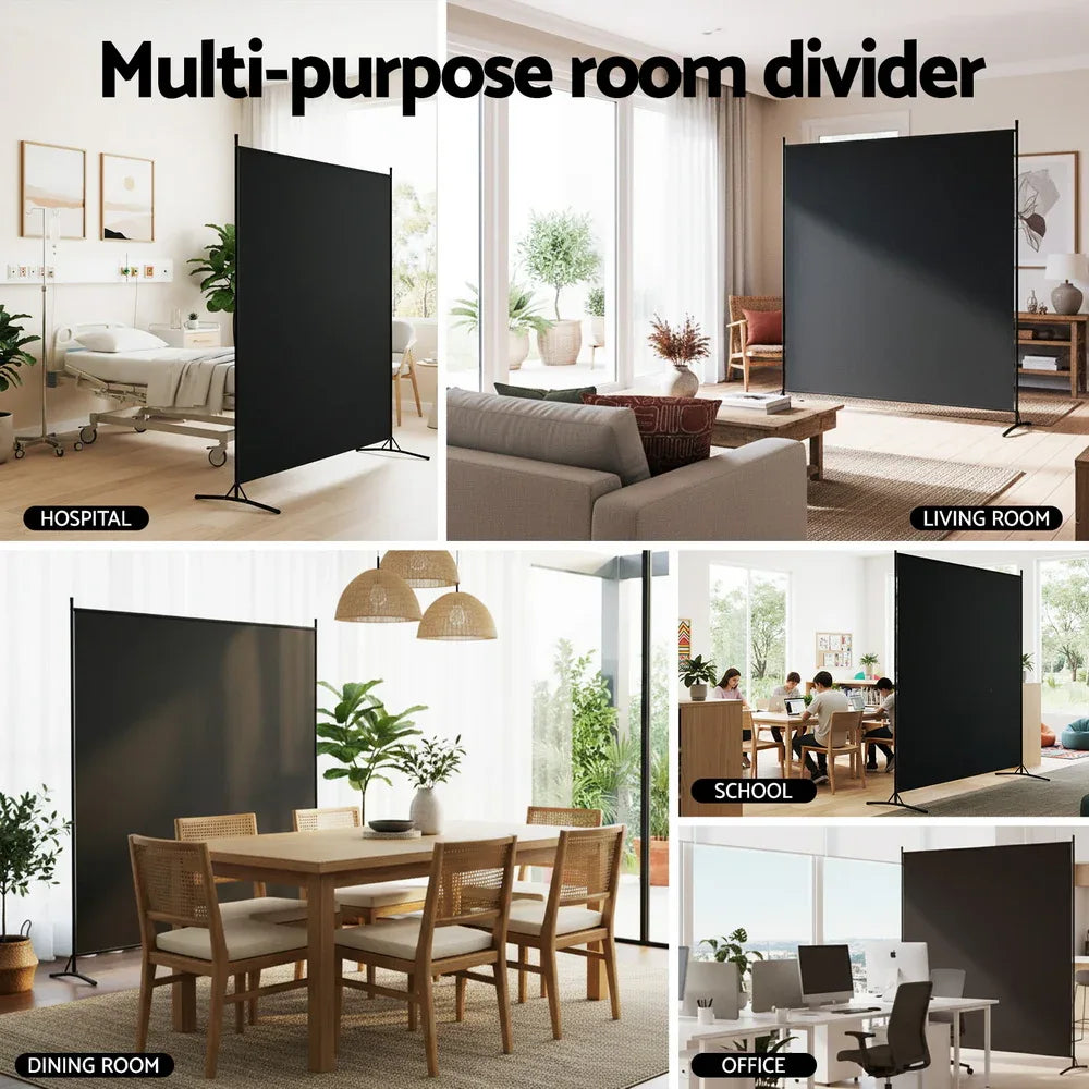 Artiss Room Divider Screen 175x180cm Fabric Black - Mekamart Australia