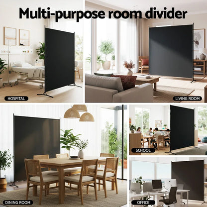 Artiss Room Divider Screen 175x180cm Fabric Black - Mekamart Australia