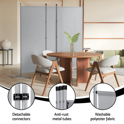 Artiss 3 Panel Room Divider Screen 260x180cm Fabric Grey - Mekamart Australia