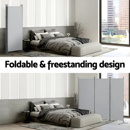 Artiss 3 Panel Room Divider Screen 260x180cm Fabric Grey - Mekamart Australia