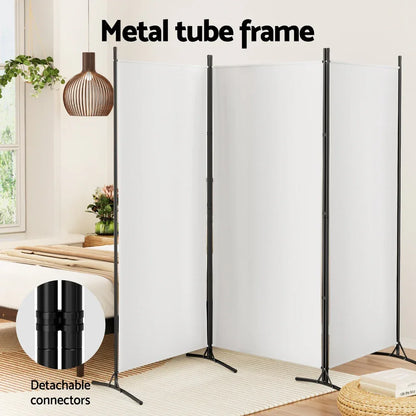 Artiss 3 Panel Room Divider Screen 260x180cm Fabric White - Mekamart Australia