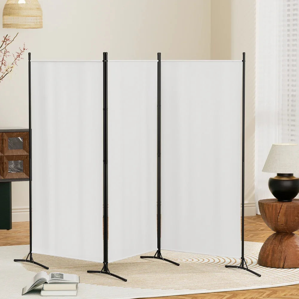 Artiss 3 Panel Room Divider Screen 260x180cm Fabric White - Mekamart Australia
