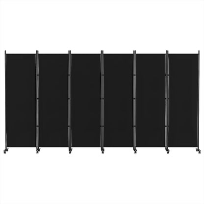 Artiss 6 Panel Room Divider Screen 323cm Wheel Fabric Black - Mekamart Australia