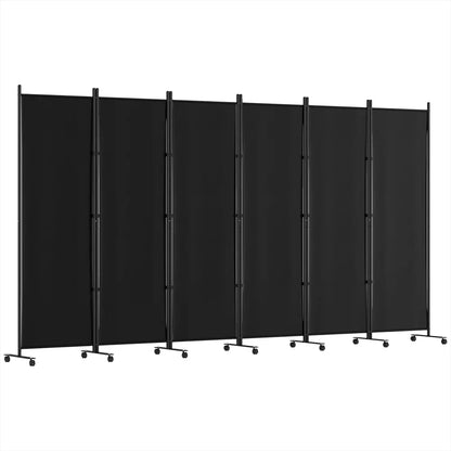 Artiss 6 Panel Room Divider Screen 323cm Wheel Fabric Black - Mekamart Australia