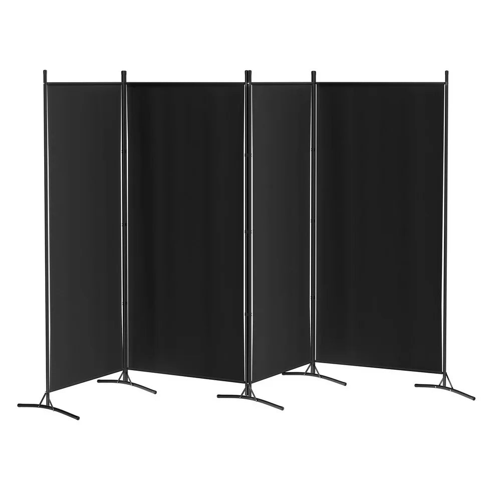 Artiss 4 Panel Room Divider Screen 345x180cm Fabric Black - Mekamart Australia