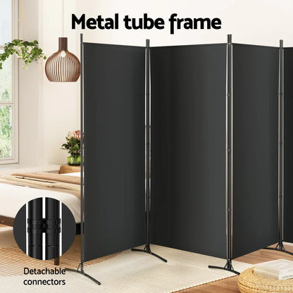 Artiss 4 Panel Room Divider Screen 345x180cm Fabric Black - Mekamart Australia