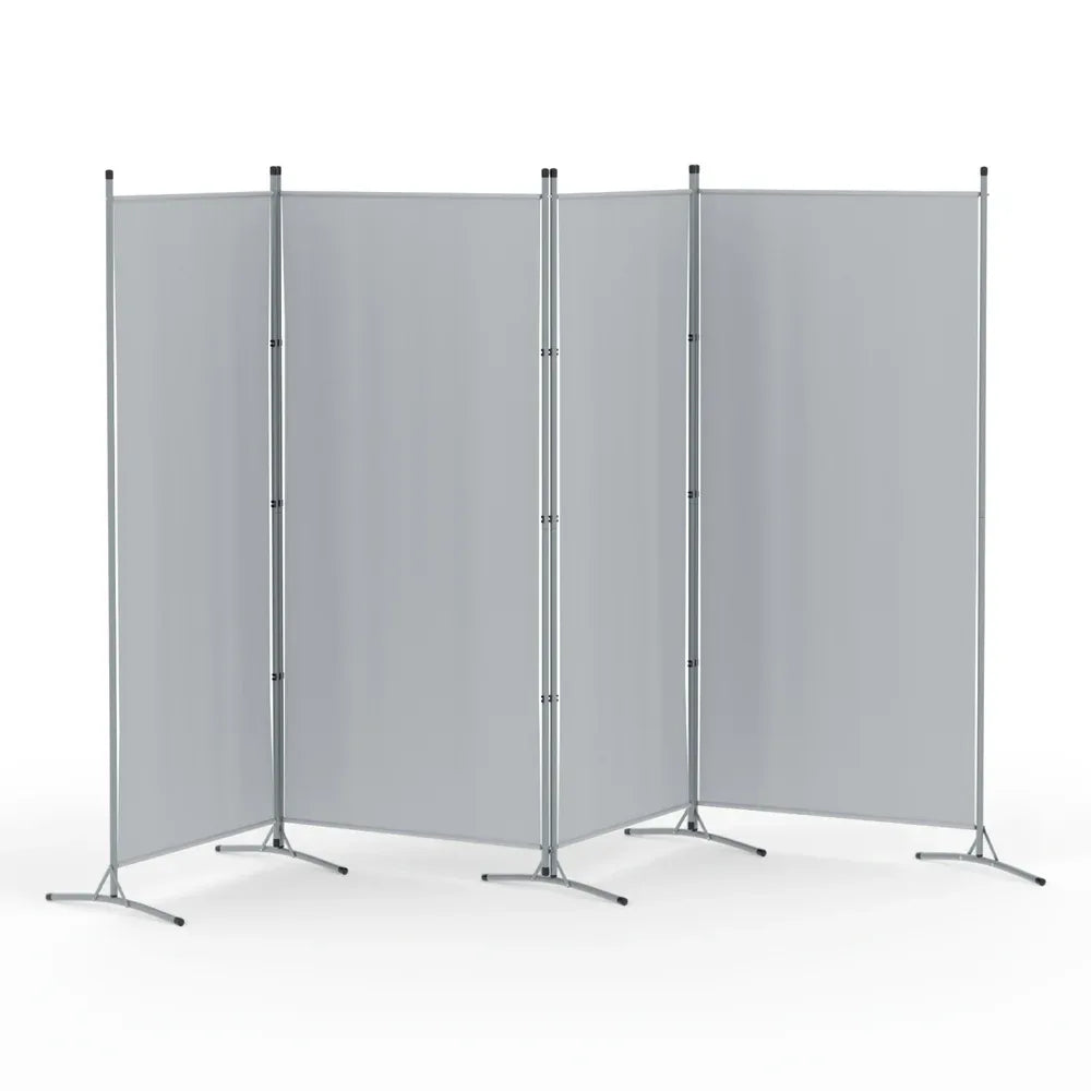 Artiss 4 Panel Room Divider Screen 345x180cm Fabric Grey - Mekamart Australia