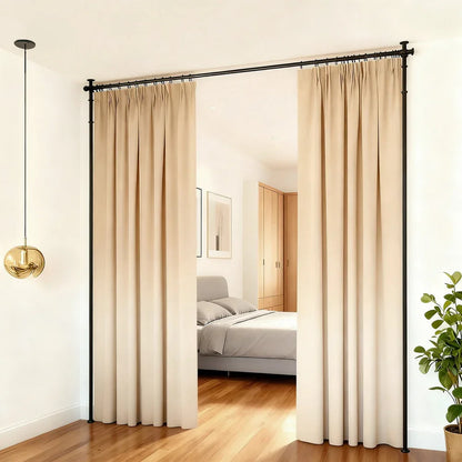 Artiss Room Divider Curtain Rod Extendable Black - Mekamart Australia