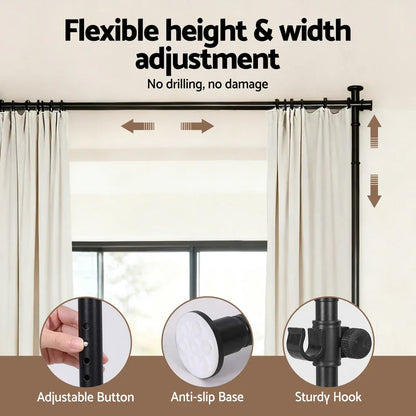 Artiss Room Divider Curtain Rod Extendable Black - Mekamart Australia