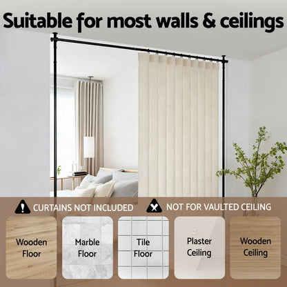 Artiss Room Divider Curtain Rod Extendable Black - Mekamart Australia
