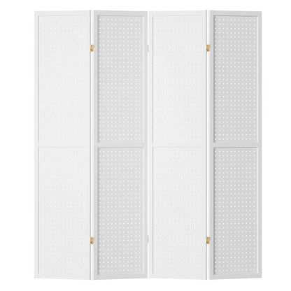 Artiss 4 Panel Room Divider Screen 164x170cm Pegboard White - Mekamart Australia